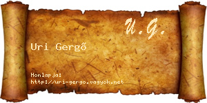 Uri Gergő névjegykártya